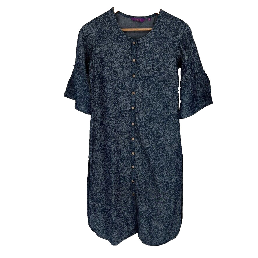 Rangriti Kurta Tunic Sz S Paisley Tencel Boho Indian Flare Sleeve Indie Lagom